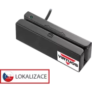 Třístopá čtečka magnetických karet MSR-100A, USB-COM, černá
