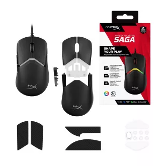 HyperX Pulsefire Saga/Herní/Optická/Pro praváky/26 000 DPI/Drátové USB-A/Černá HyperX Pulsefire Saga/Herní/Optická/Pro praváky/26 000 DPI/Drátové USB-A/Černá