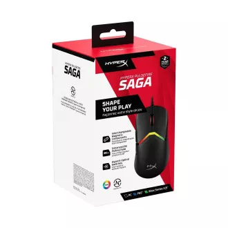 HyperX Pulsefire Saga/Herní/Optická/Pro praváky/26 000 DPI/Drátové USB-A/Černá HyperX Pulsefire Saga/Herní/Optická/Pro praváky/26 000 DPI/Drátové USB-A/Černá