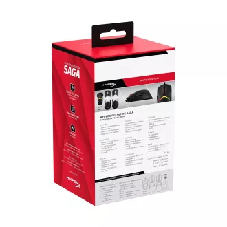 HyperX Pulsefire Saga/Herní/Optická/Pro praváky/26 000 DPI/Drátové USB-A/Černá HyperX Pulsefire Saga/Herní/Optická/Pro praváky/26 000 DPI/Drátové USB-A/Černá