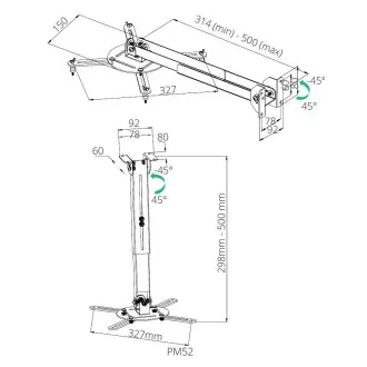 TB Projector mount 2in1 TB-M52 ceiling/wall 10kg TB Projector mount 2in1 TB-M52 ceiling/wall 10kg