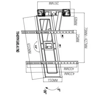 TB TV wall mount 37-70", 35kg, max VESA 600x400 TB TV wall mount 37-70", 35kg, max VESA 600x400
