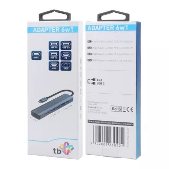 TB Touch USB C 6v1 - HDMI, USBx3, PD, RJ-45 TB Touch USB C 6v1 - HDMI, USBx3, PD, RJ-45