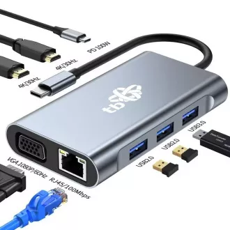 TB Touch USB C 8v1 - HDMI 2x, USB, VGA, RJ45, PD TB Touch USB C 8v1 - HDMI 2x, USB, VGA, RJ45, PD