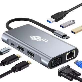 TB Touch USB C 8v1 - HDMI 2x, USB, VGA, RJ45, PD TB Touch USB C 8v1 - HDMI 2x, USB, VGA, RJ45, PD