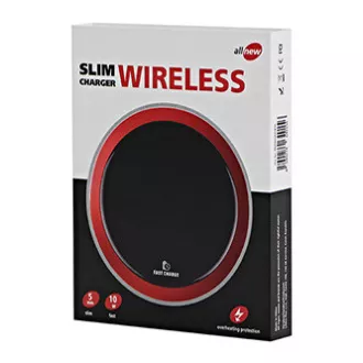 All New, Bezdrátová nabíječka, ultra tenká, pro telefon, červená, 5/9V, 10W, ochrana proti přehřátí, Qi All New, Bezdrátová nabíječka, ultra tenká, pro telefon, červená, 5/9V, 10W, ochrana proti přehřátí, Qi