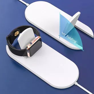 2v1 bezdrátová nabíječka, pro telefon a Apple Watch, bílá, 5V, 10W, Qi 2v1 bezdrátová nabíječka, pro telefon a Apple Watch, bílá, 5V, 10W, Qi
