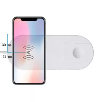 2v1 bezdrátová nabíječka, pro telefon a Apple Watch, bílá, 5V, 10W, Qi 2v1 bezdrátová nabíječka, pro telefon a Apple Watch, bílá, 5V, 10W, Qi