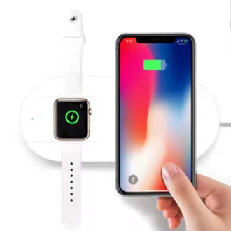 2v1 bezdrátová nabíječka, pro telefon a Apple Watch, bílá, 5V, 10W, Qi 2v1 bezdrátová nabíječka, pro telefon a Apple Watch, bílá, 5V, 10W, Qi