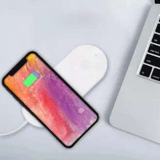 2v1 bezdrátová nabíječka, pro telefon a Apple Watch, bílá, 5V, 10W, Qi 2v1 bezdrátová nabíječka, pro telefon a Apple Watch, bílá, 5V, 10W, Qi