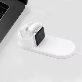 2v1 bezdrátová nabíječka, pro telefon a Apple Watch, bílá, 5V, 10W, Qi 2v1 bezdrátová nabíječka, pro telefon a Apple Watch, bílá, 5V, 10W, Qi