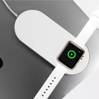 2v1 bezdrátová nabíječka, pro telefon a Apple Watch, bílá, 5V, 10W, Qi 2v1 bezdrátová nabíječka, pro telefon a Apple Watch, bílá, 5V, 10W, Qi