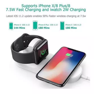 2v1 bezdrátová nabíječka, pro telefon a Apple Watch, bílá, 5V, 10W, Qi 2v1 bezdrátová nabíječka, pro telefon a Apple Watch, bílá, 5V, 10W, Qi