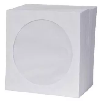 Obálka na 1 ks CD, papír, bílá, s okénkem, Logo, 100-pack Obálka na 1 ks CD, papír, bílá, s okénkem, Logo, 100-pack