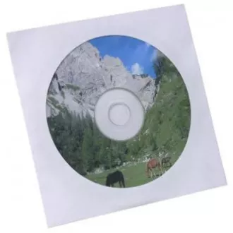 Obálka na 1 ks CD, papír, bílá, s okénkem, Logo, 100-pack Obálka na 1 ks CD, papír, bílá, s okénkem, Logo, 100-pack