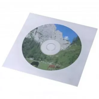 Obálka na 1 ks CD, papír, bílá, s okénkem, Logo, 100-pack Obálka na 1 ks CD, papír, bílá, s okénkem, Logo, 100-pack