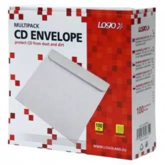 Obálka na 1 ks CD, papír, bílá, s lepicí klopou, Logo, 100-pack Obálka na 1 ks CD, papír, bílá, s lepicí klopou, Logo, 100-pack