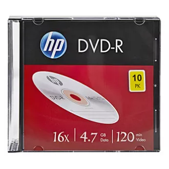 HP DVD-R, DME00085-3, 4.7GB, 16x, slim case, 10-pack, bez možnosti potisku, 12cm, 69314, pro archivaci dat HP DVD-R, DME00085-3, 4.7GB, 16x, slim case, 10-pack, bez možnosti potisku, 12cm, 69314, pro archivaci dat