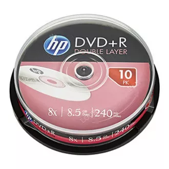 HP DVD+R DL, Double Layer, DRE00060-3, 69309, 8.5GB, 8x, cake box, 10-pack, bez možnosti potisku, 12cm, pro archivaci dat HP DVD+R DL, Double Layer, DRE00060-3, 69309, 8.5GB, 8x, cake box, 10-pack, bez možnosti potisku, 12cm, pro archivaci dat
