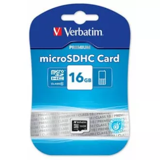 Verbatim paměťová karta Micro Secure Digital Card Premium, 16GB, micro SDHC, 44010, UHS-I U1 (Class 10) Verbatim paměťová karta Micro Secure Digital Card Premium, 16GB, micro SDHC, 44010, UHS-I U1 (Class 10)