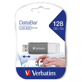 Verbatim USB flash disk, USB 2.0, 128GB, DataBar, šedý, 49456, pro archivaci dat Verbatim USB flash disk, USB 2.0, 128GB, DataBar, šedý, 49456, pro archivaci dat