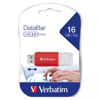 Verbatim USB flash disk, USB 2.0, 16GB, DataBar, červený, 49453, pro archivaci dat Verbatim USB flash disk, USB 2.0, 16GB, DataBar, červený, 49453, pro archivaci dat
