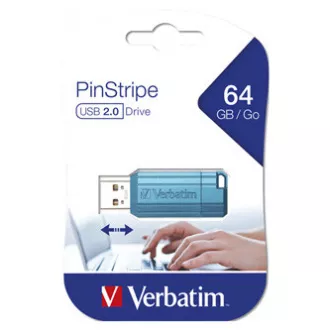 Verbatim USB flash disk, USB 2.0, 64GB, PinStripe, Store N Go, modrý, 49961, USB A, s výsuvným konektorem Verbatim USB flash disk, USB 2.0, 64GB, PinStripe, Store N Go, modrý, 49961, USB A, s výsuvným konektorem