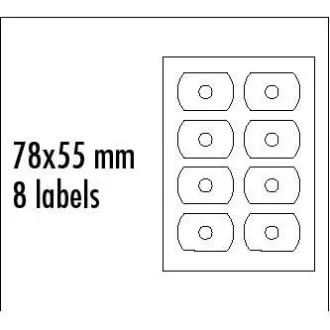 Logo etikety na CD 78mm x 55mm, A4, matné, bílé, 8 etiket, CD-R card, 140g/m2, baleno po 25 ks, pro inkoustové a laserové tiskárny Logo etikety na CD 78mm x 55mm, A4, matné, bílé, 8 etiket, CD-R card, 140g/m2, baleno po 25 ks, pro inkoustové a laserové tiskárny