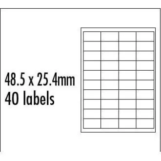 Logo etikety 48.5mm x 25.4mm, A4, matné, modré, 40 etiket, baleno po 10 ks, pro inkoustové a laserové tiskárny Logo etikety 48.5mm x 25.4mm, A4, matné, modré, 40 etiket, baleno po 10 ks, pro inkoustové a laserové tiskárny
