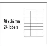 Logo etikety 70mm x 36mm, A4, matné, žluté, 24 etikety, baleno po 10 ks, pro inkoustové a laserové tiskárny