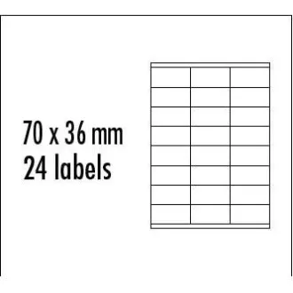 Logo etikety 70mm x 36mm, A4, matné, žluté, 24 etikety, baleno po 10 ks, pro inkoustové a laserové tiskárny Logo etikety 70mm x 36mm, A4, matné, žluté, 24 etikety, baleno po 10 ks, pro inkoustové a laserové tiskárny