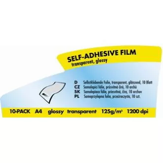 Logo samolepicí fólie, čirá, lesklá, průhledná, A4, 125 g/m2, 1200dpi, 10 listů, pro laserové tiskárny, L Logo samolepicí fólie, čirá, lesklá, průhledná, A4, 125 g/m2, 1200dpi, 10 listů, pro laserové tiskárny, L