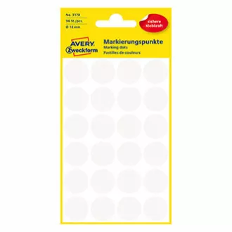 Avery Zweckform etikety 18mm, bílé, 24 etiket, značkovací, baleno po 4 ks, 3170, pro ruční popis Avery Zweckform etikety 18mm, bílé, 24 etiket, značkovací, baleno po 4 ks, 3170, pro ruční popis