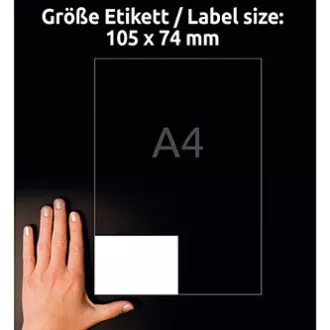 Avery Zweckform etikety 105mm x 74mm, A4, bílé, 8 etiket, baleno po 100 ks, 3427, pro laserové a inkoustové tiskárny, kopírky Avery Zweckform etikety 105mm x 74mm, A4, bílé, 8 etiket, baleno po 100 ks, 3427, pro laserové a inkoustové tiskárny, kopírky