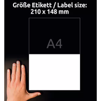 Avery Zweckform etikety 210mm x 148mm, A4, matné, bílé, 2 etikety, velmi odolné, baleno po 20 ks, L4717-20, pro laserové tiskárny Avery Zweckform etikety 210mm x 148mm, A4, matné, bílé, 2 etikety, velmi odolné, baleno po 20 ks, L4717-20, pro laserové tiskárny