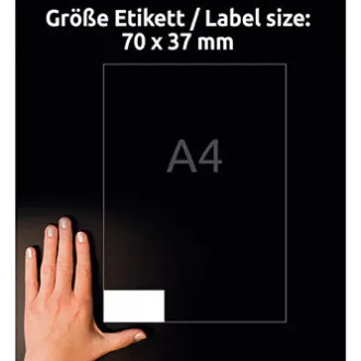 Avery Zweckform etikety 70mm x 37mm, A4, matné, bílé, 24 etiket, velmi odolné, baleno po 20 ks, L4718-20, pro laserové tiskárny a Avery Zweckform etikety 70mm x 37mm, A4, matné, bílé, 24 etiket, velmi odolné, baleno po 20 ks, L4718-20, pro laserové tiskárny a