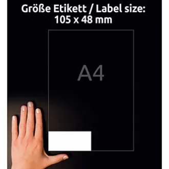 Avery Zweckform etikety 105mm x 48mm, A4, bílé, 12 etiket, s vysokou lepivostí, baleno po 20 ks, L7875-20, pro laserové a inkousto Avery Zweckform etikety 105mm x 48mm, A4, bílé, 12 etiket, s vysokou lepivostí, baleno po 20 ks, L7875-20, pro laserové a inkousto