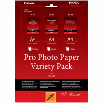 Canon Photo Paper Pro Variety Pack PVP-201, PVP-201, foto papír, 5x matný PM-101, 5x lesklý PT-101, 5x LU-101 typ lesklý, 6211B021