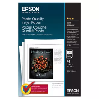 Epson Photo Quality InkJet Paper, C13S041061, foto papír, matný, bílý, A4, 102 g/m2, 720dpi, 100 ks, inkoustový Epson Photo Quality InkJet Paper, C13S041061, foto papír, matný, bílý, A4, 102 g/m2, 720dpi, 100 ks, inkoustový