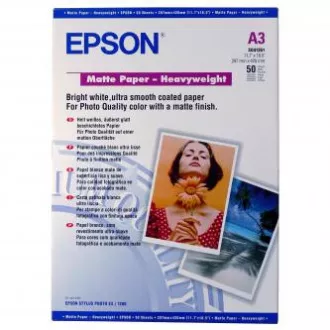 Epson Matte Paper Heavyweight, C13S041261, foto papír, matný, silný typ bílý, Stylus Photo 1270, 1290, A3, 167 g/m2, 50 ks, inkous Epson Matte Paper Heavyweight, C13S041261, foto papír, matný, silný typ bílý, Stylus Photo 1270, 1290, A3, 167 g/m2, 50 ks, inkous