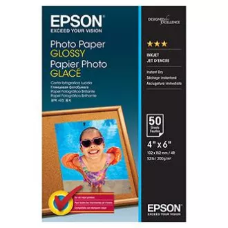 Epson Photo Paper Glossy, C13S042547, foto papír, lesklý, bílý, 10x15cm, 200 g/m2, 50 ks, inkoustový Epson Photo Paper Glossy, C13S042547, foto papír, lesklý, bílý, 10x15cm, 200 g/m2, 50 ks, inkoustový