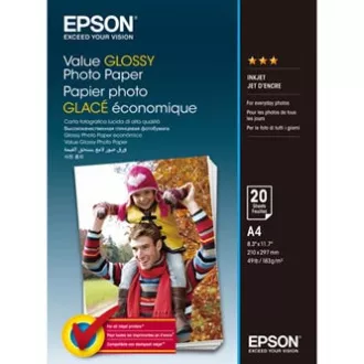 Epson Value Glossy Photo Paper, C13S400035, foto papír, lesklý, bílý, A4, 183 g/m2, 20 ks, inkoustový Epson Value Glossy Photo Paper, C13S400035, foto papír, lesklý, bílý, A4, 183 g/m2, 20 ks, inkoustový