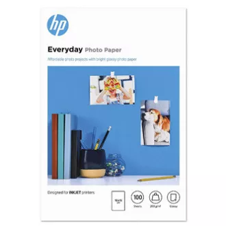 HP Everyday Photo Paper, Glossy, CR757A, foto papír, lesklý, bílý, 10x15cm, 4x6", 200 g/m2, 100 ks, inkoustový HP Everyday Photo Paper, Glossy, CR757A, foto papír, lesklý, bílý, 10x15cm, 4x6", 200 g/m2, 100 ks, inkoustový