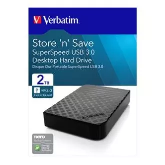 Verbatim externí pevný disk, Store N Save, 3.5", USB 3.0 (3.2 Gen 1), 2TB, 47683, černý Verbatim externí pevný disk, Store N Save, 3.5", USB 3.0 (3.2 Gen 1), 2TB, 47683, černý