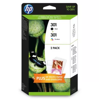 HP 301 (N9J72AE) - cartridge, black + color (černá + barevná) HP 301 (N9J72AE) - cartridge, black + color (černá + barevná)
