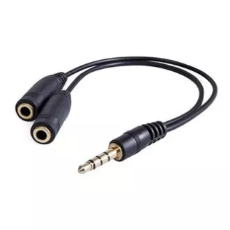 Audio redukce, Jack (3.5mm) samec 4-pólový - 2x Jack (3.5mm) samice, 0.2 m, stereo, černá, DOPRODEJ Audio redukce, Jack (3.5mm) samec 4-pólový - 2x Jack (3.5mm) samice, 0.2 m, stereo, černá, DOPRODEJ