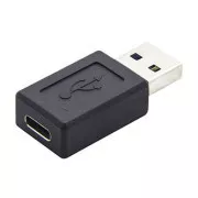 USB redukce, (3.0), USB A samec - USB C samice, černá, plastic bag plastová, 5 Gbps, DOPRODEJ