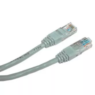 Síťový LAN kabel UTP crossover patchcord, Cat.5e, RJ45 samec - RJ45 samec, 15 m, nestíněný, křížený, šedý, k propojení 2 PC, Logo Síťový LAN kabel UTP crossover patchcord, Cat.5e, RJ45 samec - RJ45 samec, 15 m, nestíněný, křížený, šedý, k propojení 2 PC, Logo