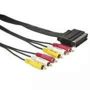 Video kabel SCART samec - 6x CINCH samec, 1.5m, černý, DOPRODEJ