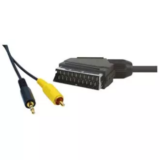 Audio/Video kabel SCART samec - CINCH samec + Jack (3.5mm) samec, 1.5m, černý, DOPRODEJ Audio/Video kabel SCART samec - CINCH samec + Jack (3.5mm) samec, 1.5m, černý, DOPRODEJ
